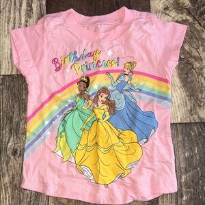 Disney Pink Short Sleeve Tee with Yellow, Blue & Green Princesses